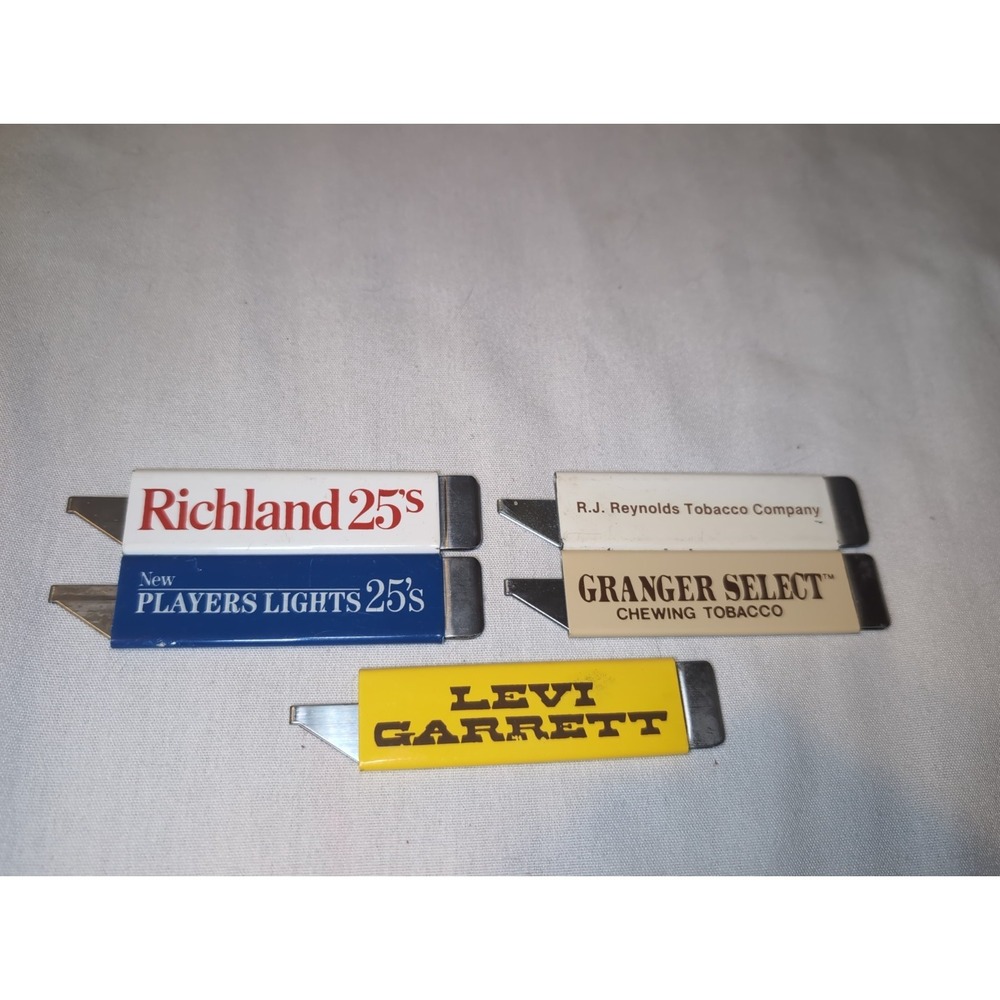 5x Vintage Tobacco Advertising Box Cutters  Levi Garrett R.J. Reynolds Granger